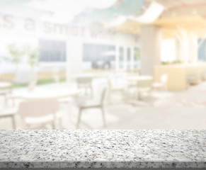 Table Top And Blur Restaurant Of Background