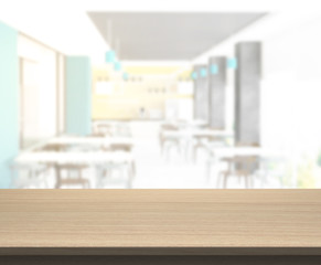 Table Top And Blur Restaurant Of Background