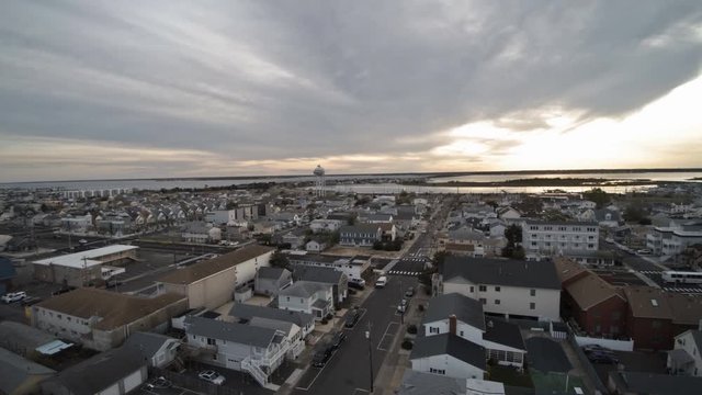 Small town America houses with suburban residential area in the bay on Seaside Heights Bay NJ US