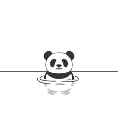 Cute Panda Swimming Vector Illustration
