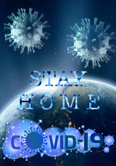 Abstract 3d rendering illustration for stay at home during Epidemic of the COVID-19 disease