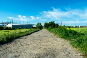 Prados y campos de cultivo en verano.