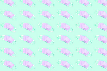 Pattern made from of medical reusable masks.
