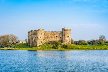 Ruins of Carew Castle in Pembrokeshire, Wales, UK