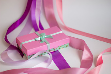 pink gift box with ribbon