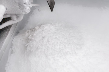 Dry ice machine. Solid state of CO2