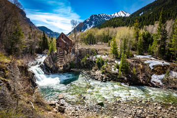 Waterfall at Old Crystal Mill White river national forest Colorado