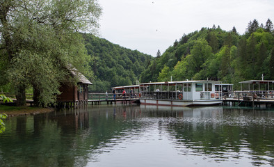 Plitvice/Croatia-May 14th, 2020: Short boat ride transporting first passengers after national park 