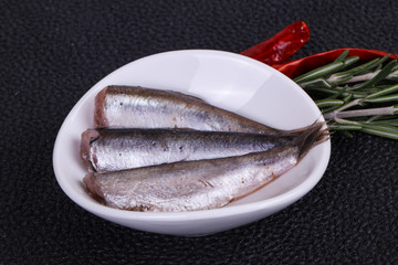 Anchovy fish snack in the bowl