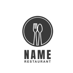 Restaurant logo design template with spoon, fork, and cutlery shape. Minimalist flat icon Cooking culinary concept. Element graphic vector illustration for label catering, chef branding, canteen