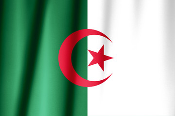 Closeup of silky Algerian flag