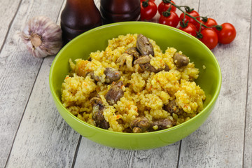 Rice with Chicken hearts