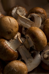 mushrooms on a wooden background
