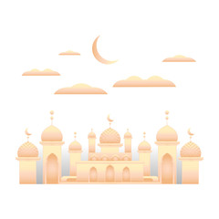 Illustration vector design mosque on pastel color for ornament and element design