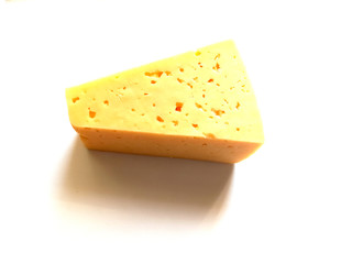 Piece of cheese isolated on white , photo