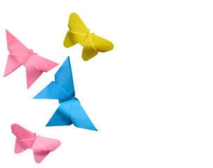 Colorflul origami butterflies isolated white