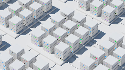 3d render of abstract database. Server stack concept. Data processing center... - 351005820