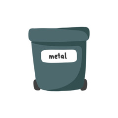 recycling metal bin doodle icon, vector illustration