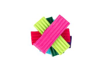 Group of colorful plasticine isolated on white background