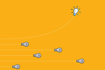 Fototapeta premium Think differently - Being different, taking risky, move for success in life -The graphic of light bulb also represents the concept of courage, enterprise, confidence, belief, fearless, daring. Vector.