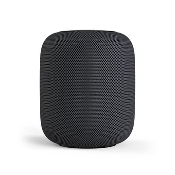 Gray Smart Speaker. Digital Voice Assistant. 3D Render Isolated on a White Background.