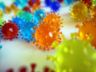 Colorful jelly lollipops in the form of a virus 3D illustrations