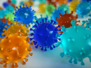 Colorful jelly lollipops in the form of a virus 3D illustrations