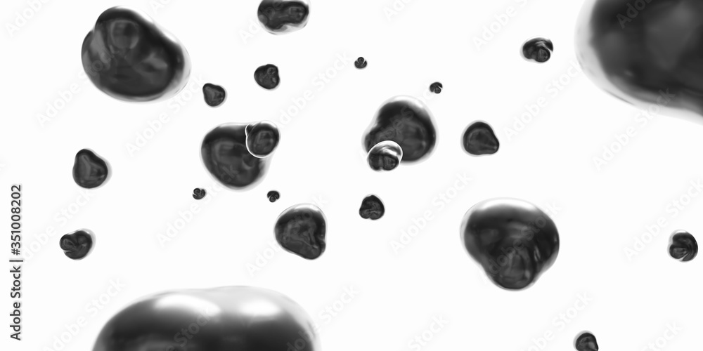 Poster black liquid bubbles abstract background with empty blank copyspace to add your content 3d rendering