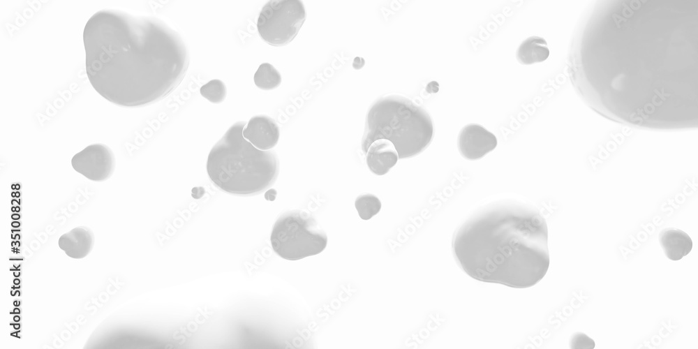 Poster grey 3d liquid bubbles abstract background with empty blank copyspace to add your content 3d renderi