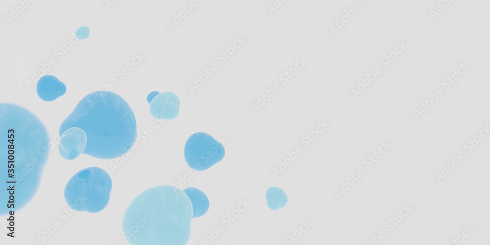 Poster natural blue 3d liquid bubbles abstract background with empty blank copyspace to add your content 3d