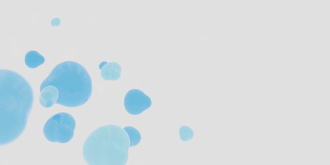 Natural blue 3d liquid bubbles abstract background with empty blank copyspace to add your content 3d rendering illustration