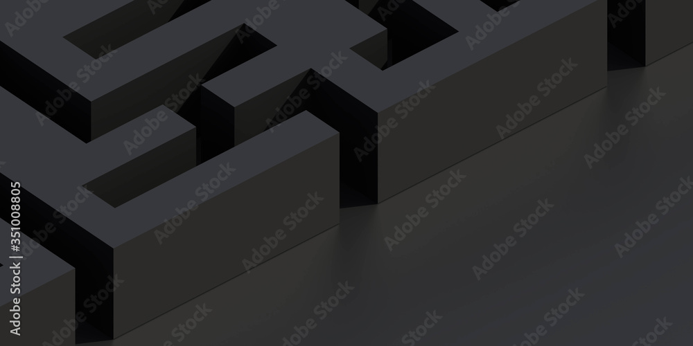 Poster dark abstract modern technology background rendering 3d illustration cubic mesh maze geometric desig
