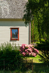 details from wooden vintage traditional houses taken in the village of Eidfjord, Norway