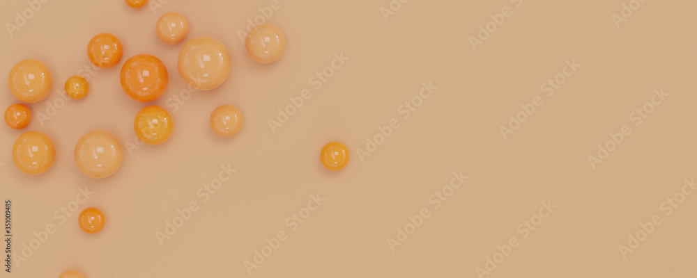 Poster orange balls abstract background modern design 3d rendering illustration with copy space to add your