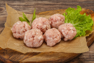 Homemade raw pork minced meatball for cooking