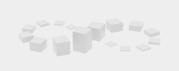 abstract background white cubes rendering 3d illustration defocused. White background. modern design