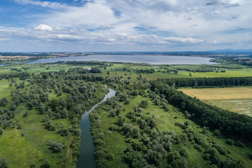 Fototapeta na wymiar Nysa Klodzka river in Omochow polish village in Poland