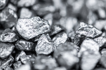 Heap of silver nuggets as background or texture
