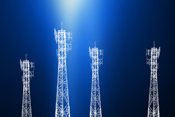 Telecommunication tower of 4G and 5G cellular. Antenna transmission communication. Cell phone...