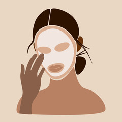 Female face and beauty cosmetic mask.  Beauty and skin care product concept.  Beauty treatment illustration.