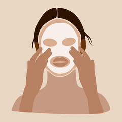 Female face and beauty cosmetic mask.  Beauty and skin care product concept.  Beauty treatment illustration.