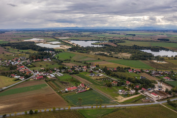 Fototapeta na wymiar Polish village, field in Nysa county Poland