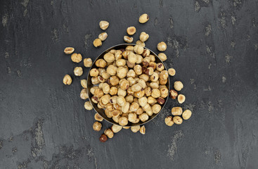 Hazelnut kernels (close up shot; selective focus)