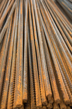 Bars of rebar close-up. Rust. Background, texture.