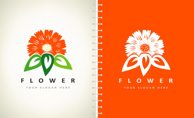 Flower calendula logo vector. Plant design. - obrazy, fototapety, plakaty
