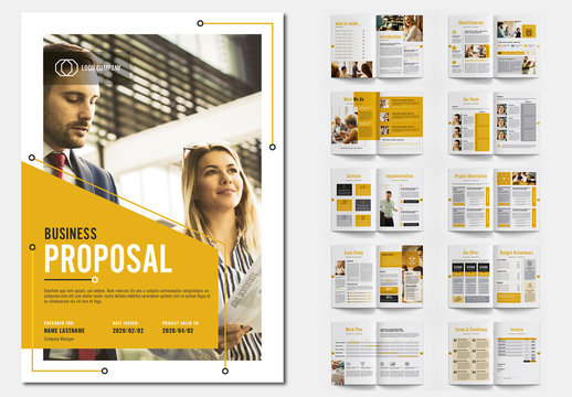 Business Proposal Layout with Orange Accents