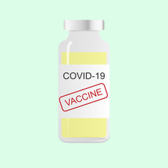 Realistic vial covid-19 vaccine icon. Vector illustration.