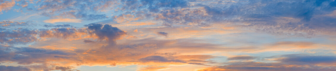 Naklejka na ściany i meble Sunset sky with colorful sky in twilight background. Beautiful sky with cloud in evening.