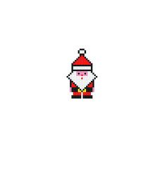 Pixel art vector illustration of Santa Claus on white background.