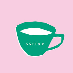 Paper cutout coffee cup illustration. Simple cafe flat design